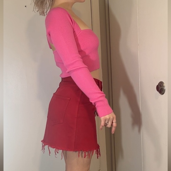 Abercrombie red denim skirt - Picture 3 of 7